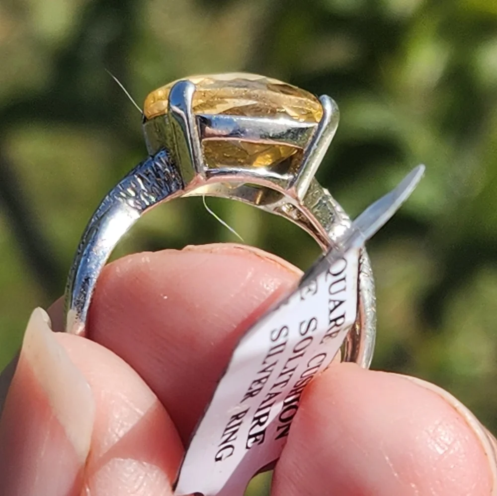 Gorgeous 6.39 ct Cetrine Ring Cushion Cut - Picture 7 of 10